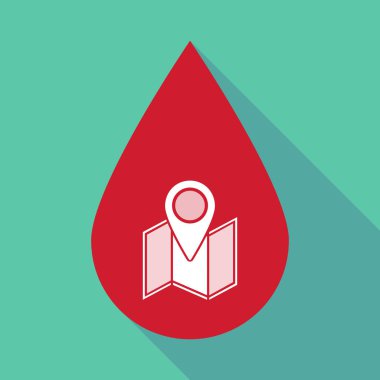 Uzun gölge kan damlası bir harita