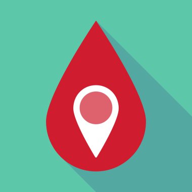 Uzun gölge kan damlası bir harita işareti ile