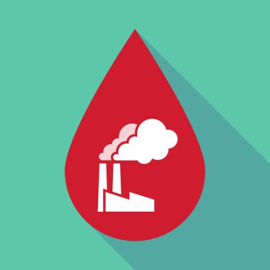 Uzun gölge kan damlası bir fabrika ile