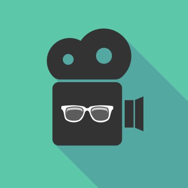 Uzun gölge sinema kamera ile bir gözlük