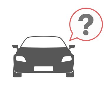 Bir soru işareti ile izole araba