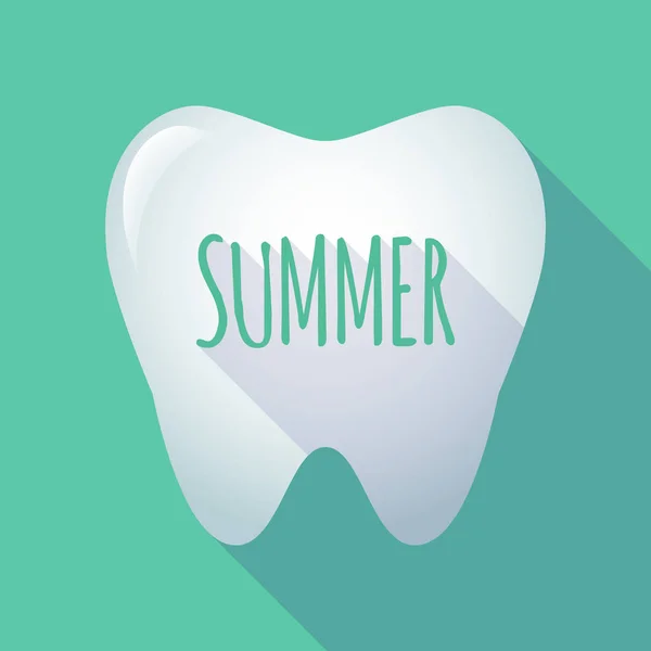 Långa skugga tand med texten sommaren — Stock vektor