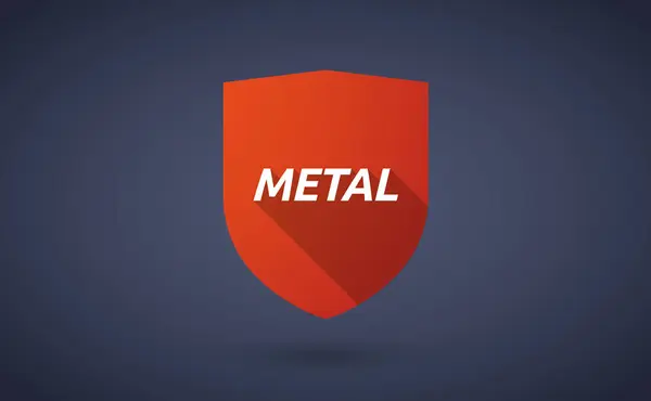 Escudo de sombra largo con el texto METAL — Vector de stock