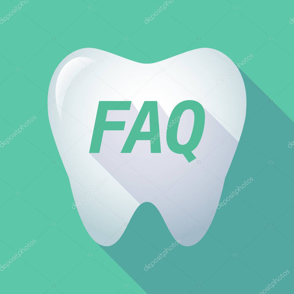 Long shadow tooth with    the text FAQ