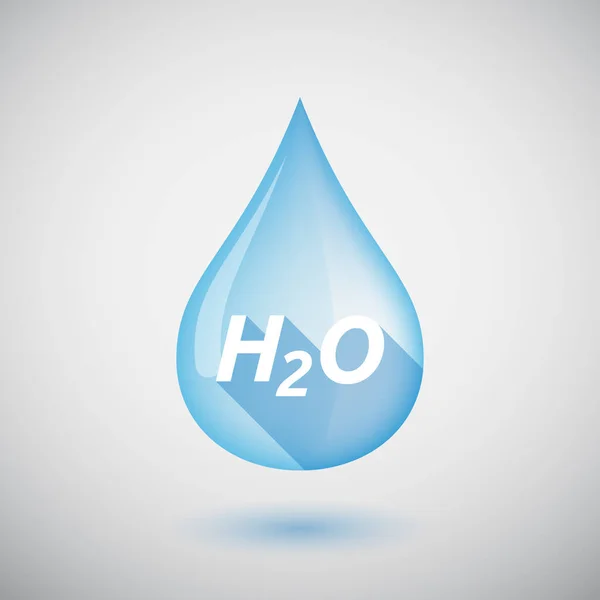 Caída de agua de sombra larga con el texto H2O — Archivo Imágenes Vectoriales