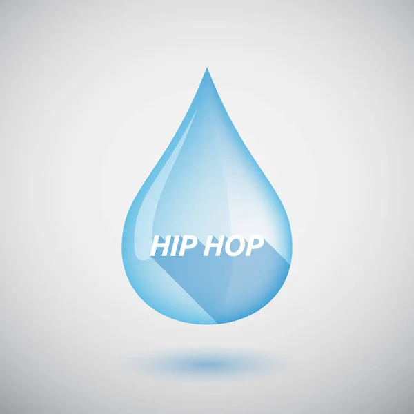 Lange schaduw de waterdruppel met de tekst Hip Hop — Stockvector