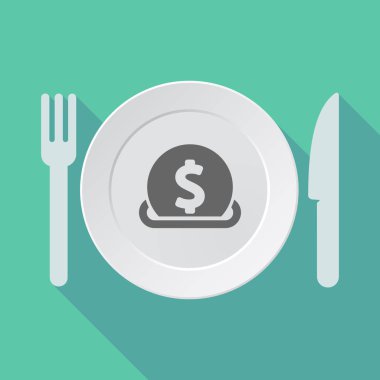 Uzun bir servet girerek bir doları para ile sofra gölge