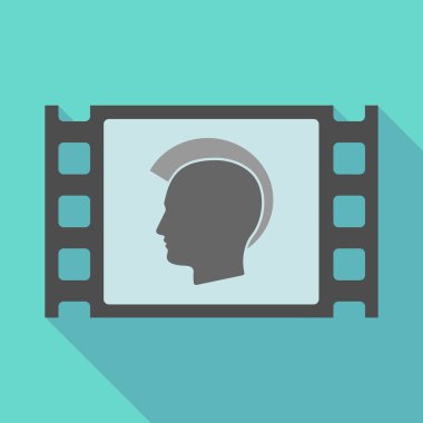 Uzun gölge çerçeve ile bir erkek punk baş siluet