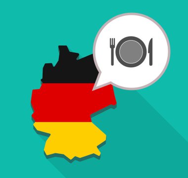 Bir tabak, bıçak ve çatal simgesi ile Almanya Haritası