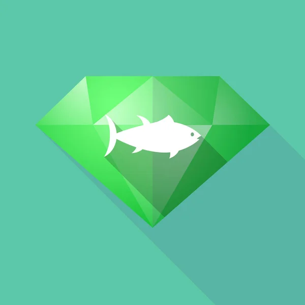 Diamante ombra lunga con un pesce tonno — Vettoriale Stock