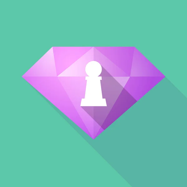 長い影のポーン チェス図とダイヤモンド — ストックベクタ