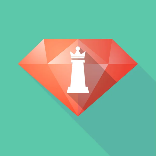 Long shadow  diamond with a  queen   chess figure — Stock Vector