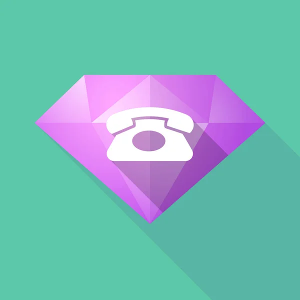 Diamante de sombra larga con una señal de teléfono retro — Vector de stock