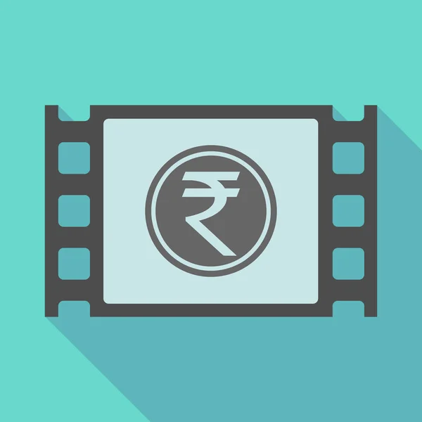 Marco de película de sombra larga con un icono de moneda de rupia — Vector de stock
