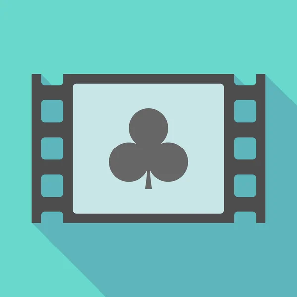 Moldura longa do filme da sombra com o sinal de cartão de jogo do poker do clube — Vetor de Stock