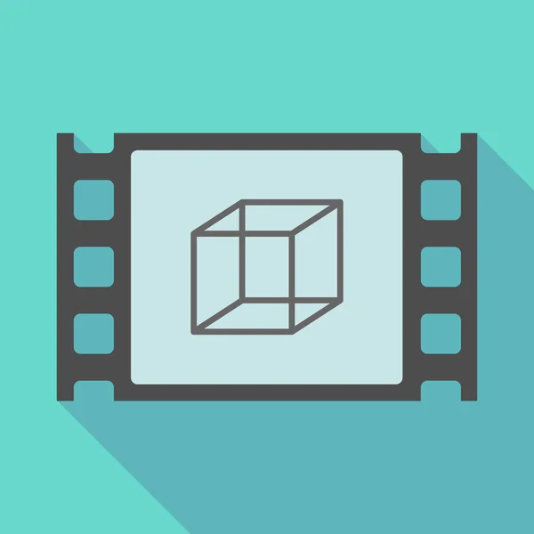 Långa skugga filmruta med en kub skylt — Stock vektor