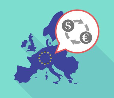 Uzun gölge AB harita dolar euro döviz işareti