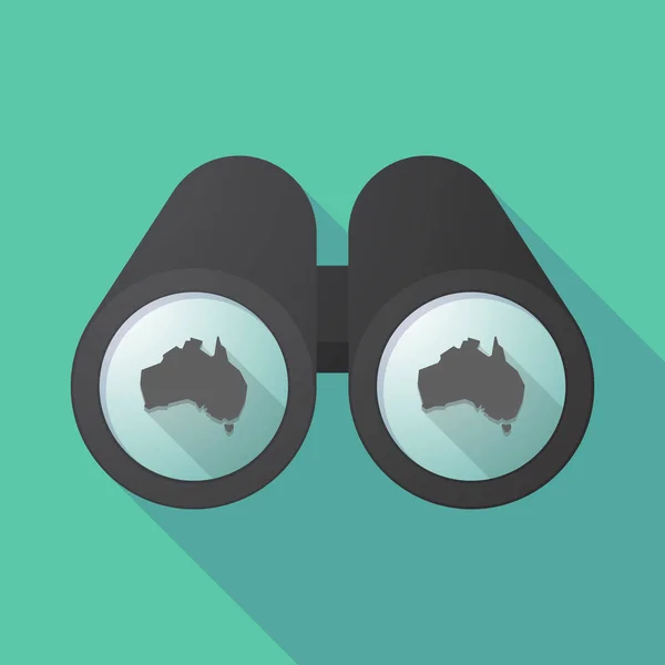 Binoculares de sombra larga con un mapa de Australia — Vector de stock