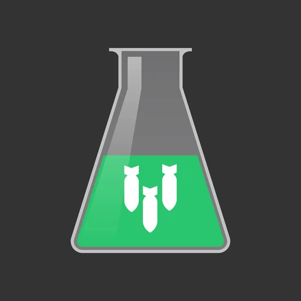 Isoliertes Reagenzglas mit drei fallenden Bomben — Stockvektor