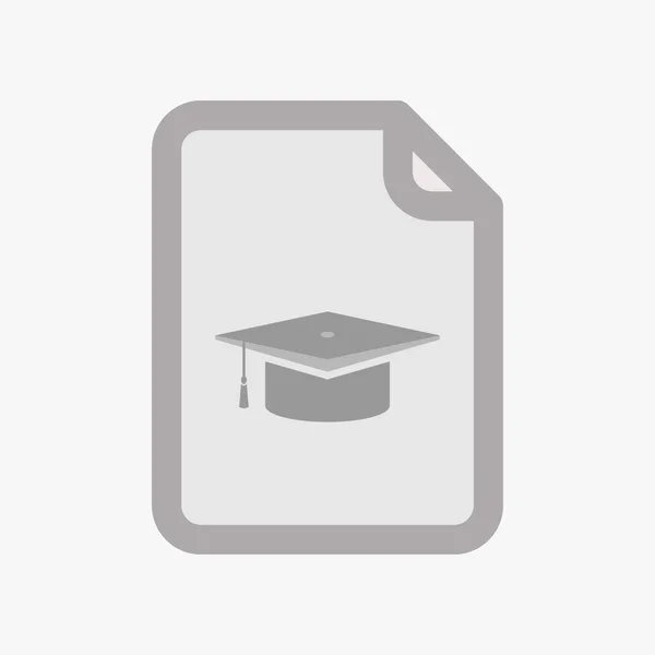 Isolated document with a graduation cap — Stock Vector