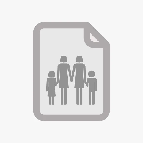 Isolated document with a lesbian parents family pictogram — Stock Vector