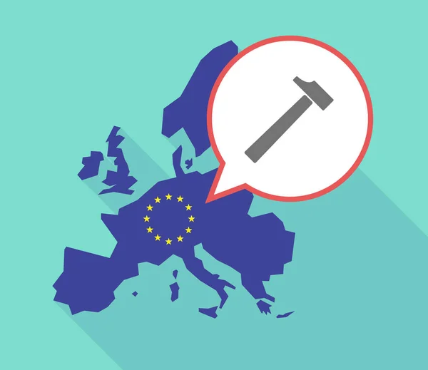 Longa sombra mapa da UE com um martelo — Vetor de Stock