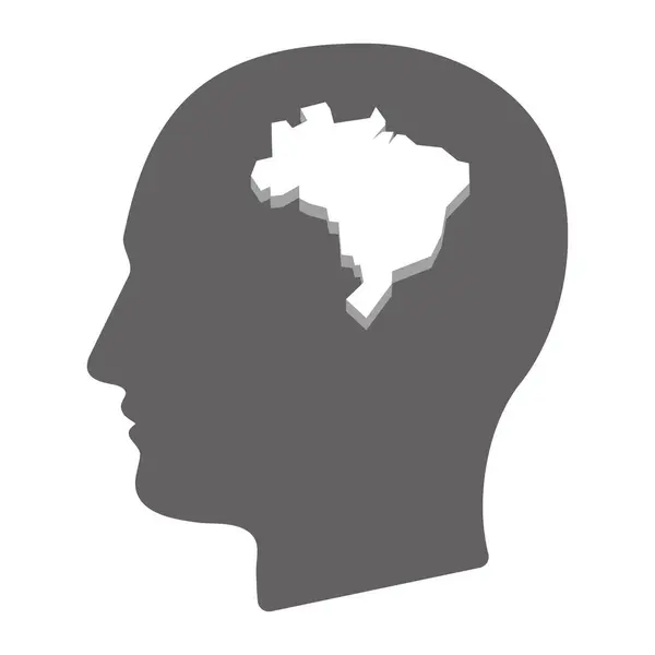 Isolerade manliga huvudet med en karta över Brasilien — Stock vektor