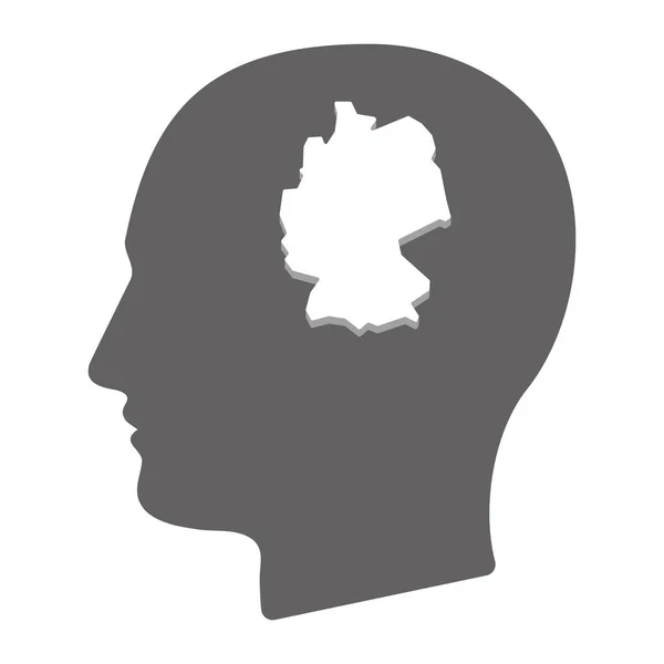 Isolerade manliga huvudet med en karta över Tyskland — Stock vektor