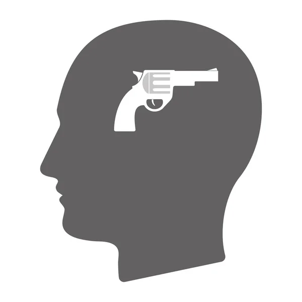 Isolado cabeça masculina com uma arma —  Vetores de Stock