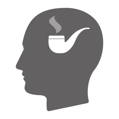 Bir sigara boru ile izole erkek baş