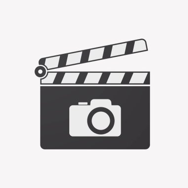 İzole clapper kurulu bir fotoğraf makinesi ile
