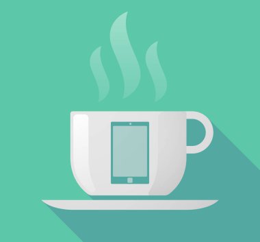 Uzun gölge kupa bir akıllı telefon ile