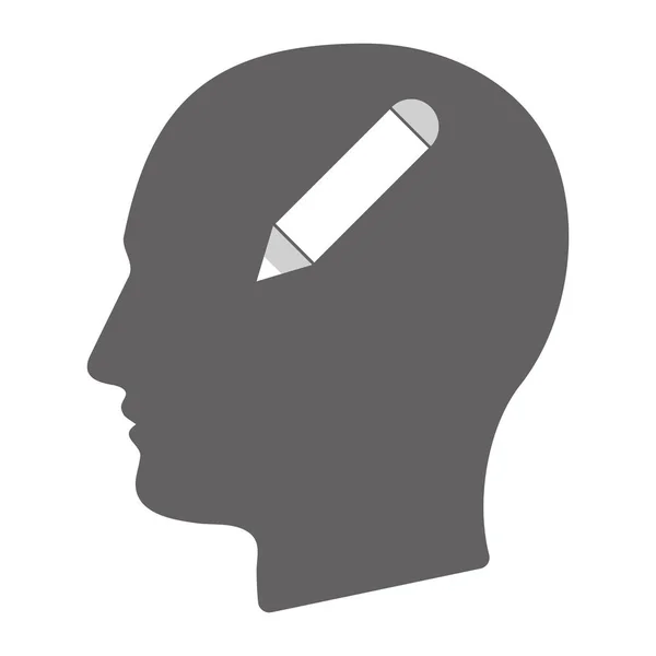 Isolerade manliga huvudet med en penna — Stock vektor