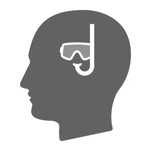 Tête masculine isolée avec des lunettes de plongée — Image vectorielle