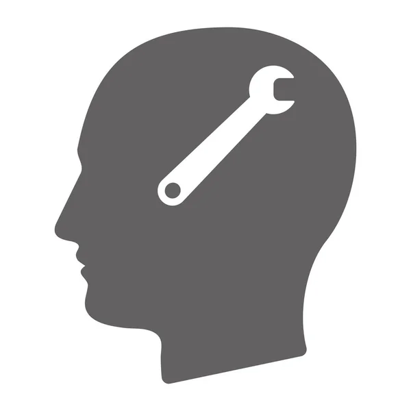 Isolated male head with a spanner — Stock Vector