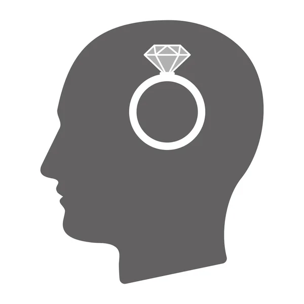 Tête masculine isolée avec une bague de fiançailles — Image vectorielle