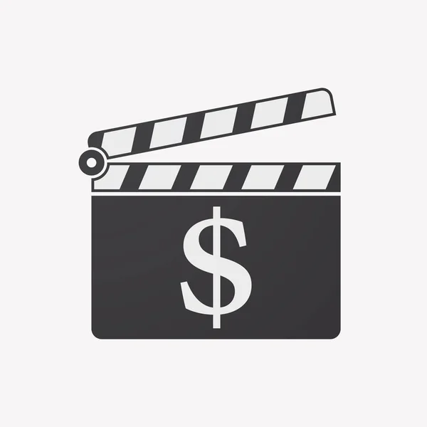 Isolerade filmklappa med ett dollartecken — Stock vektor