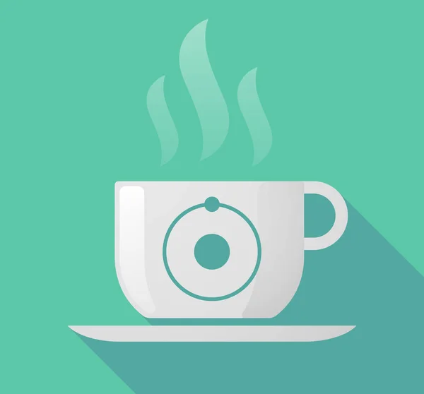 Taza de sombra larga con un átomo — Vector de stock