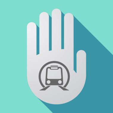 Uzun gölge el ile bir metro tren simgesi