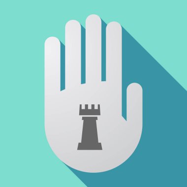 Uzun gölge el bir kale satranç rakam ile