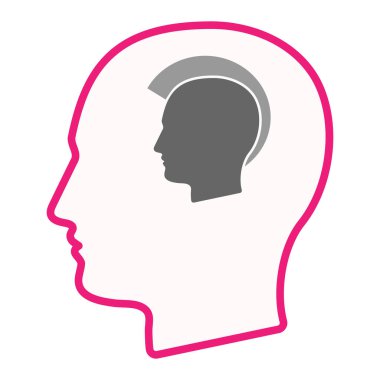 Bir erkek punk baş silueti ile izole erkek baş