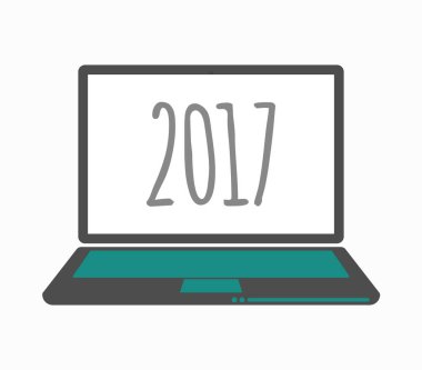 2017 yıl sayı simgesi olan Yalıtılmış dizüstü bilgisayar