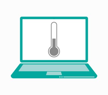 Bir termometre simgesi ile Yalıtılmış dizüstü bilgisayar