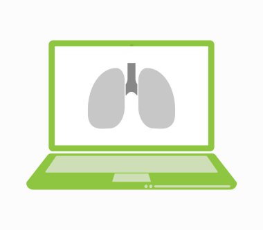 Sağlıklı insan akciğer simgesi olan Yalıtılmış dizüstü bilgisayar