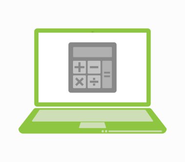 Bir hesap makinesi ile Yalıtılmış dizüstü bilgisayar