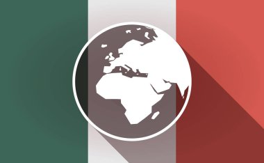Asya, Afrika ve Avrupa bölgesi olan uzun gölge Meksika bayrağı