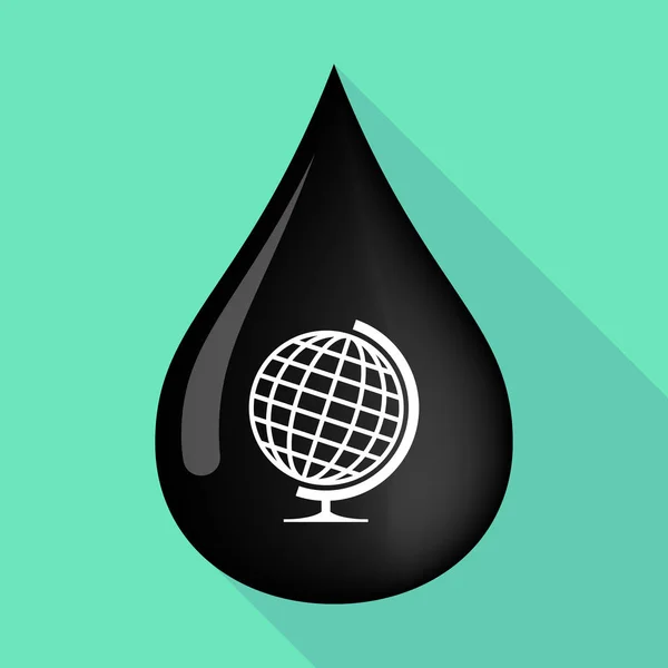 Goccia di olio di ombra lunga con un globo di mondo tavolo — Vettoriale Stock