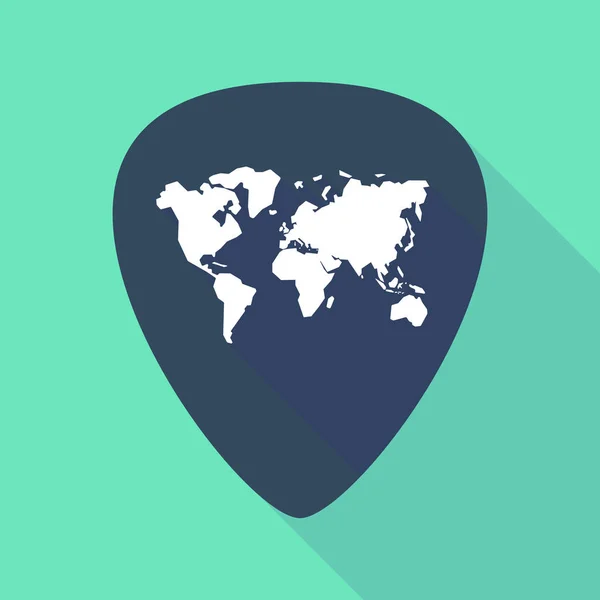 Μεγάλη σκιά κιθάρα πάρει με έναν παγκόσμιο χάρτη — Διανυσματικό Αρχείο