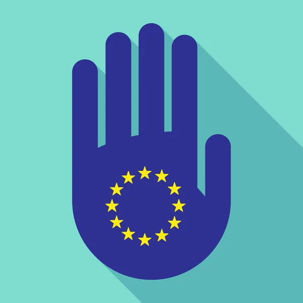 Μεγάλη σκιά με το χέρι με τα αστέρια της σημαίας της ΕΕ — Διανυσματικό Αρχείο