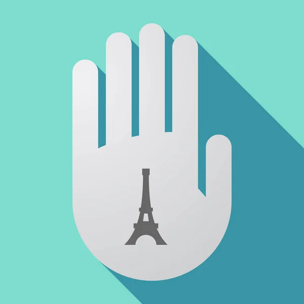 Lange Schattenhand mit dem Eiffelturm — Stockvektor